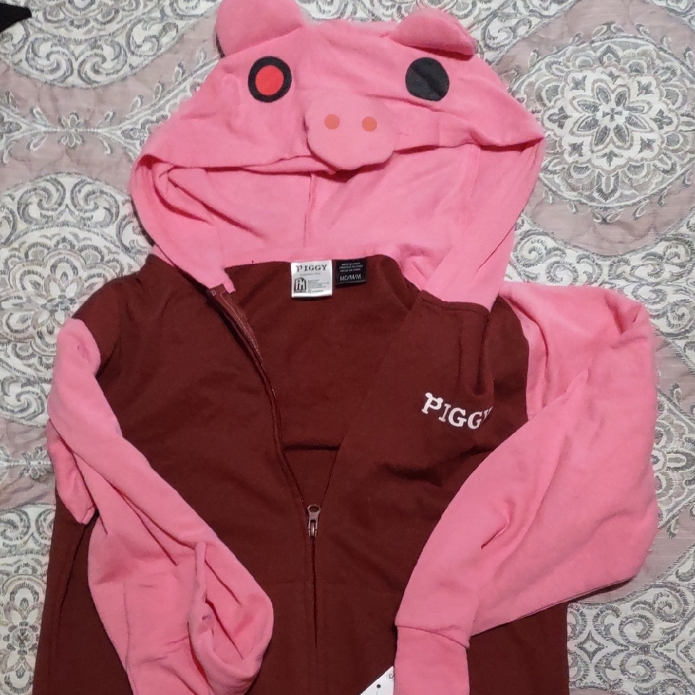 Mad Engine Piggy Pink and Brown Hoodie